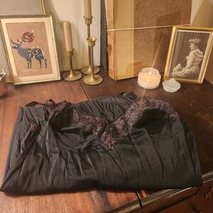 Vintage Black and Purple Lace Slip Dress